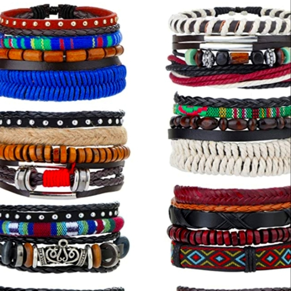 35 Leather Woven Wrap Bracelets NWT